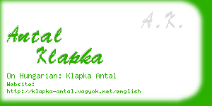 antal klapka business card